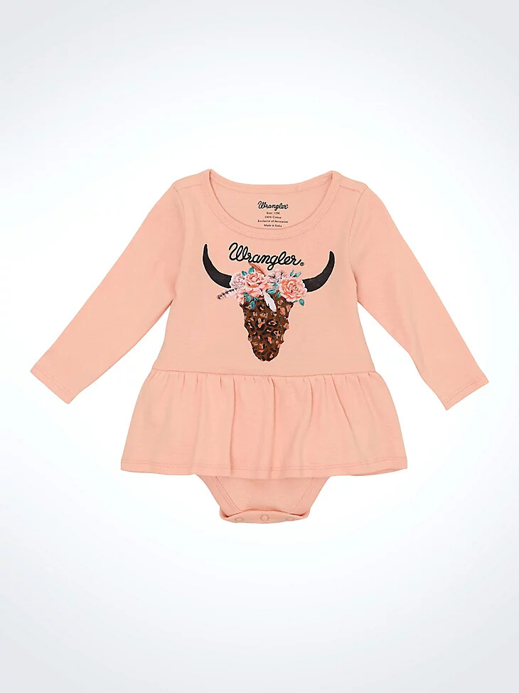 body con falda y estampado western para niña color rosa