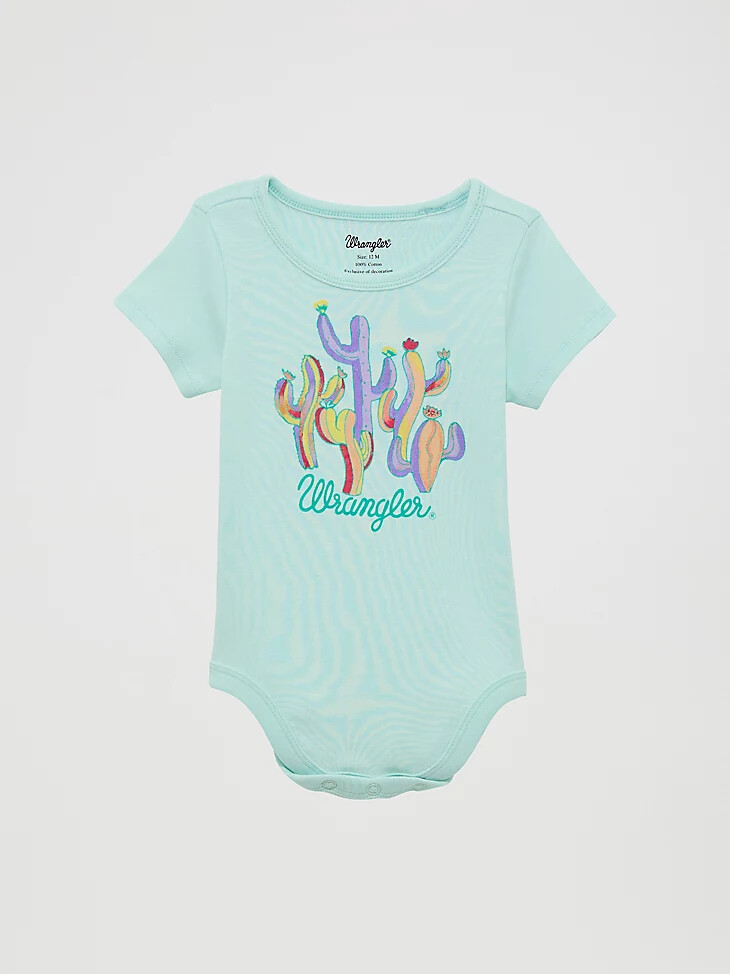 body de punto con gráfico occidental para niña color verde azulado