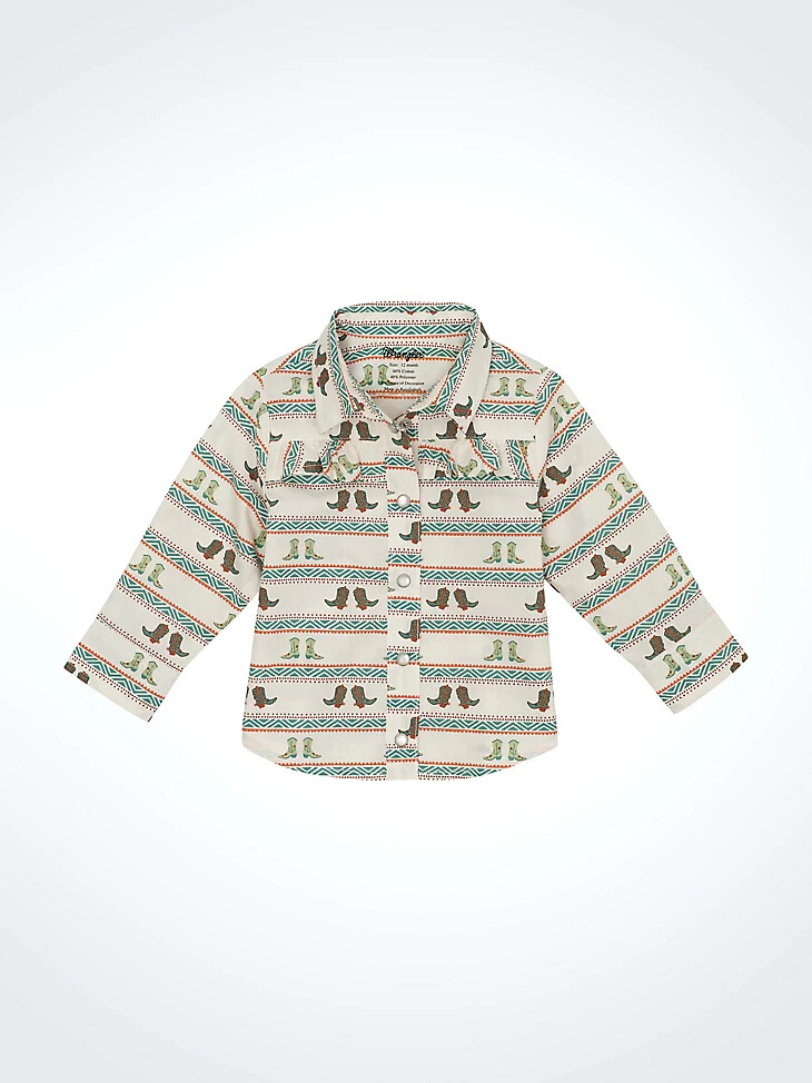 camisa vaquera con botones a presión para niña pequeña color blanco