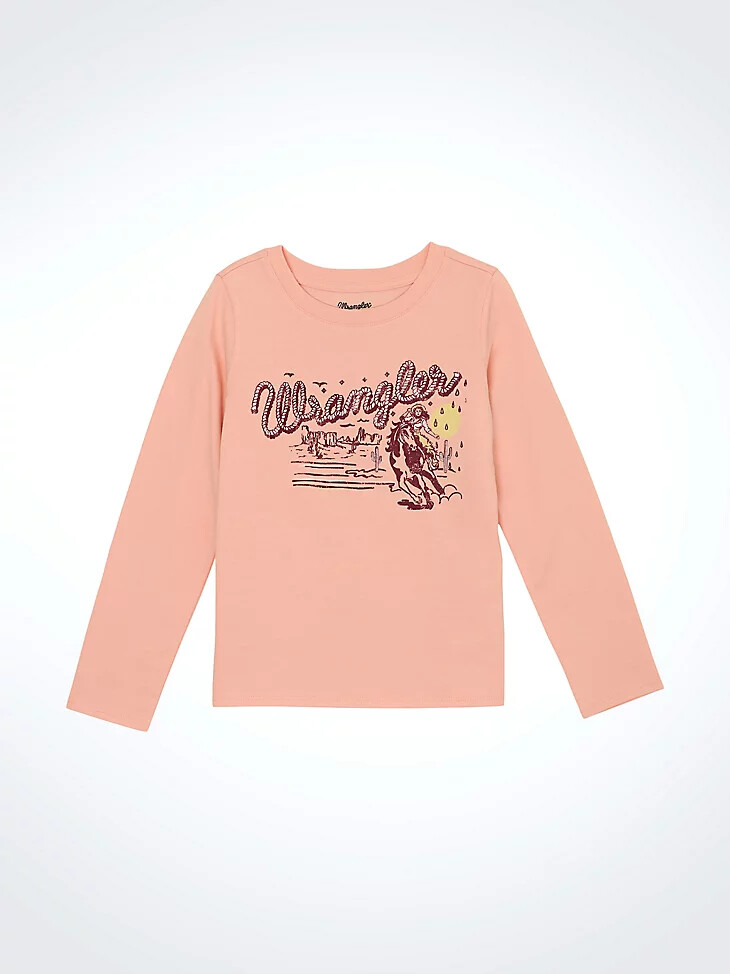 camiseta vaquera de manga larga para niña color rosa