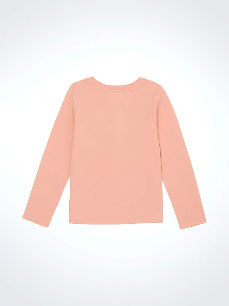 camiseta vaquera de manga larga para niña color rosa