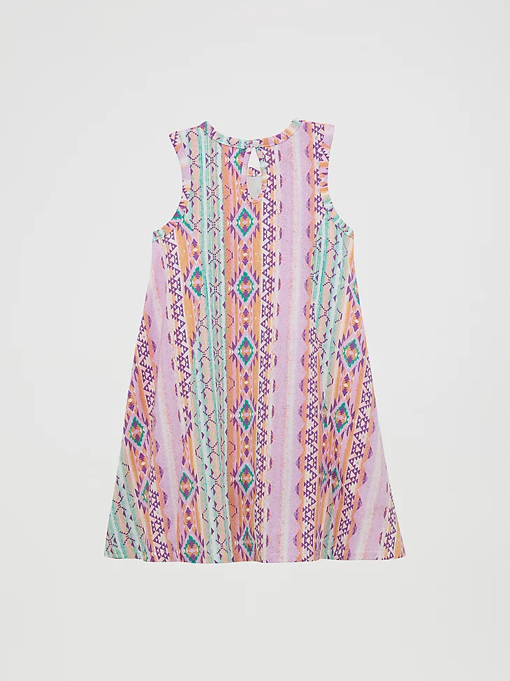 vestido sin mangas estilo western para niña morado geométrico
