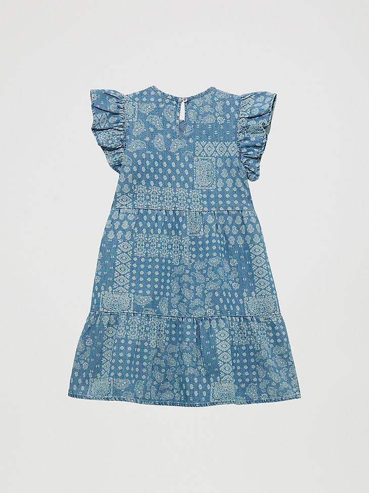 vestido vaquero con mangas con volantes para niña