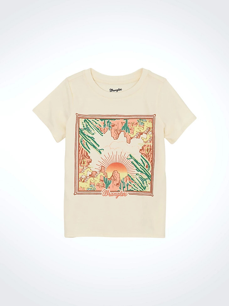 camiseta gráfica wrangler western para niña blanca
