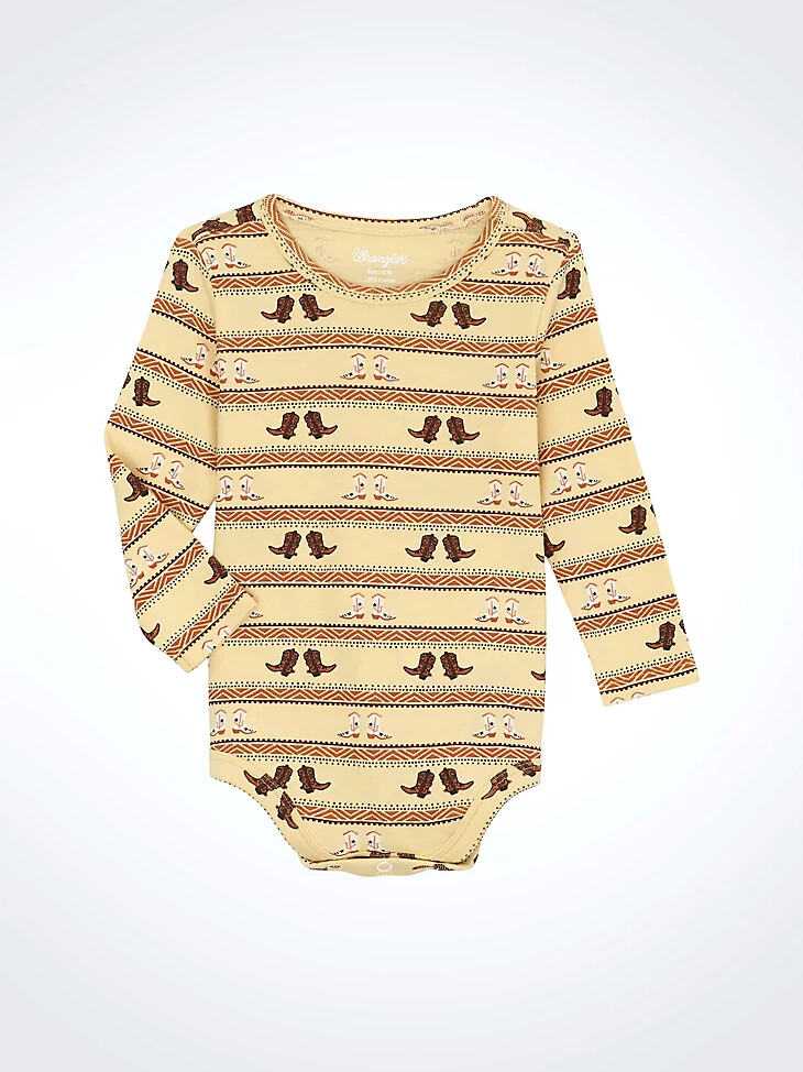 body con estampado western para niño pequeño y botas color canela