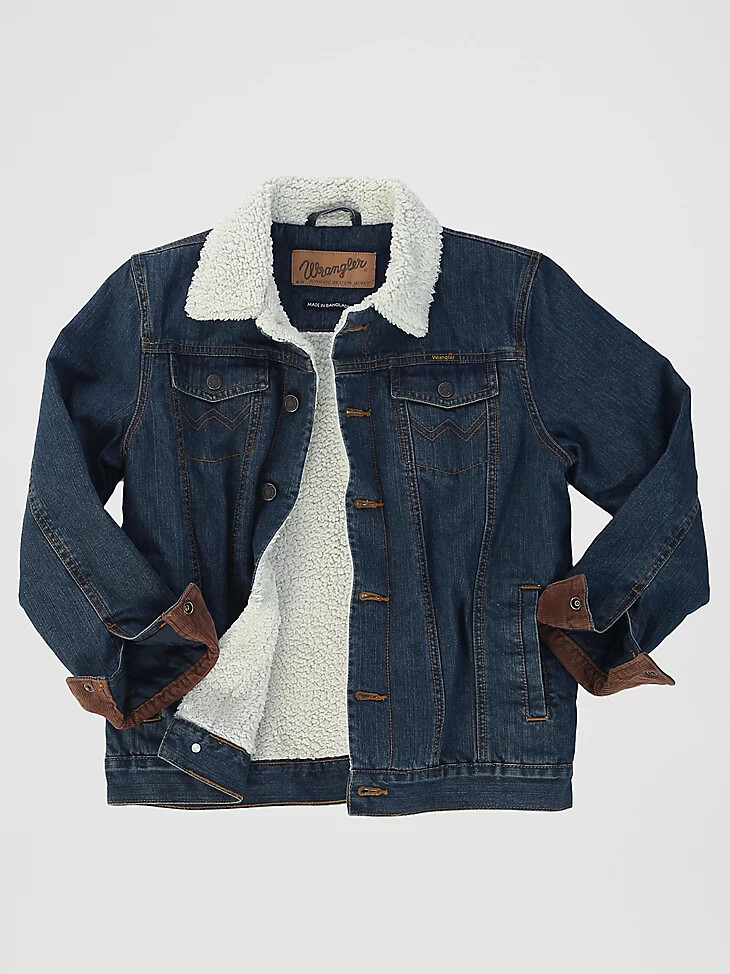chaqueta vaquera wrangler estilo western con forro de sherpa para niño azul rústico rústico