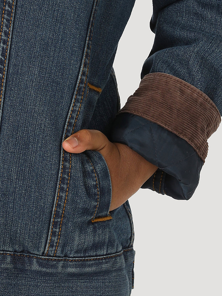 chaqueta vaquera wrangler estilo western con forro de sherpa para niño azul rústico rústico