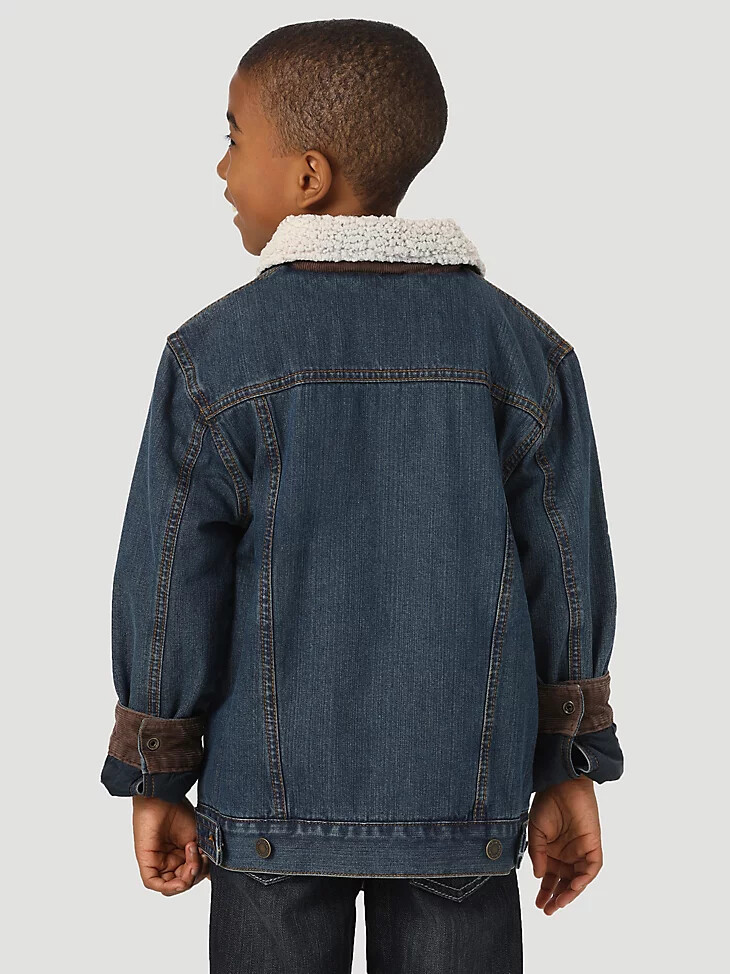 chaqueta vaquera wrangler estilo western con forro de sherpa para niño azul rústico rústico