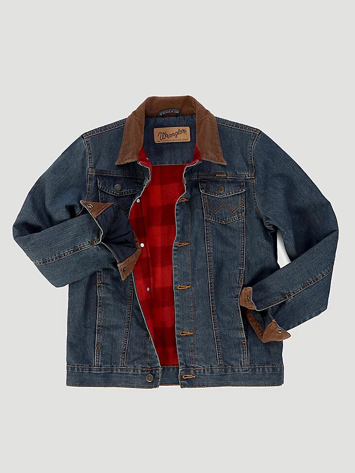 chaqueta vaquera con forro de manta wrangler para niño azul rústico