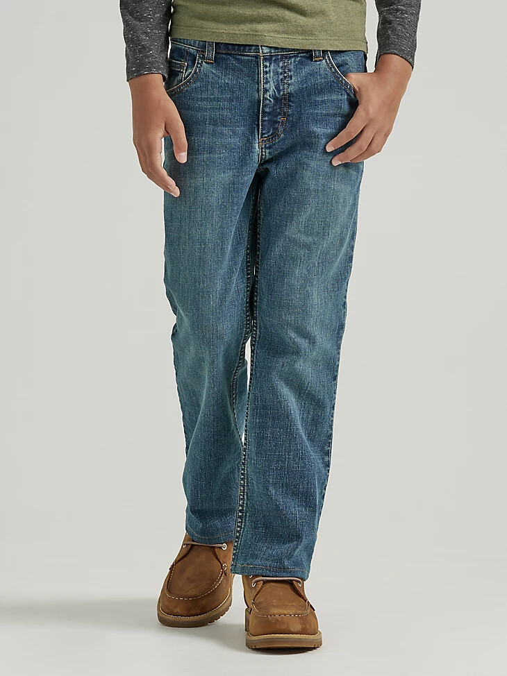 vaqueros wrangler five star classic stretch bootcut para niño 4-7 wasteland