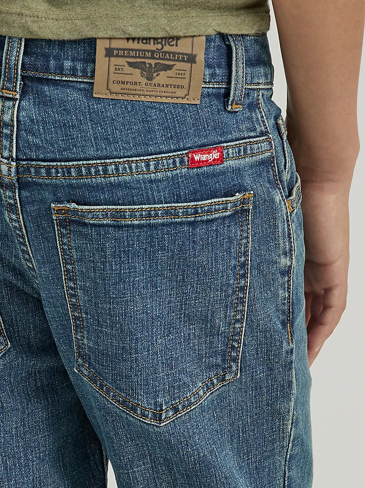 vaqueros wrangler five star classic stretch bootcut para niño husky wasteland