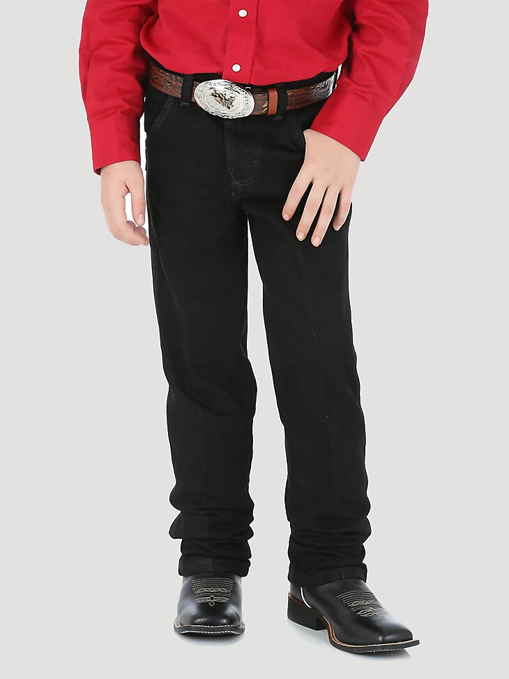 vaqueros wrangler cowboy cut original fit para niño 4-7 teñidos en negro