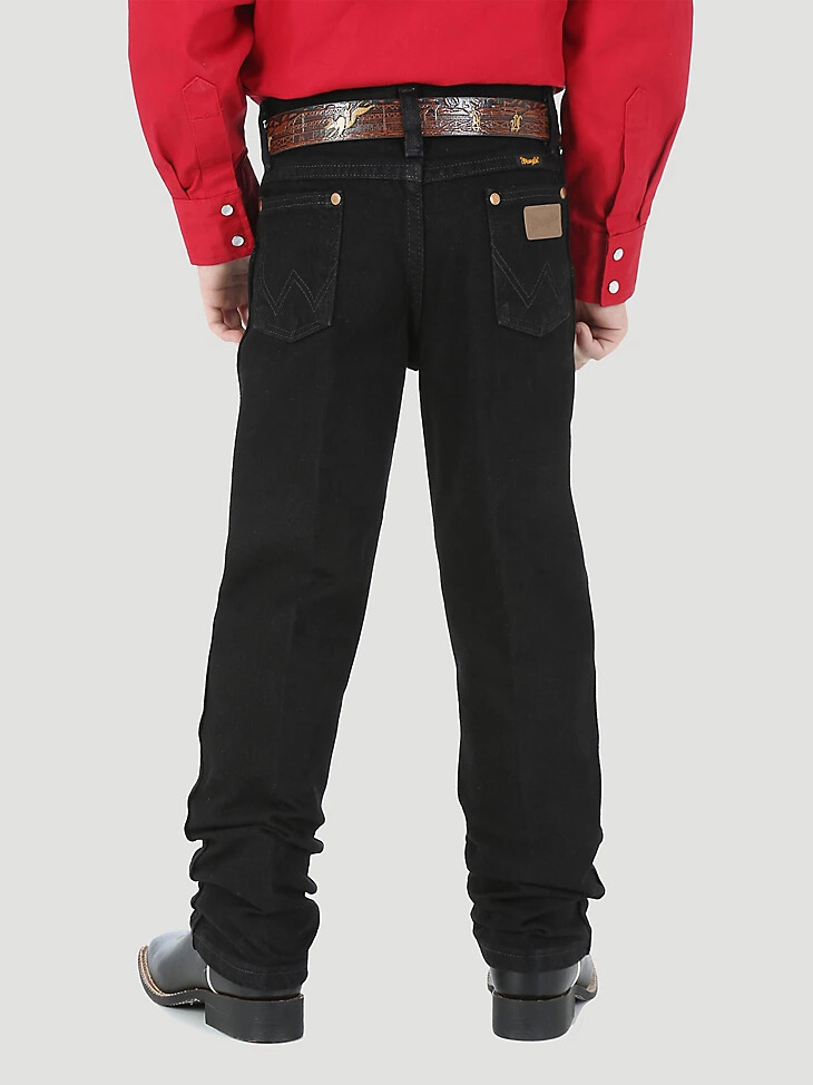 vaqueros wrangler cowboy cut original fit para niño 4-7 teñidos en negro