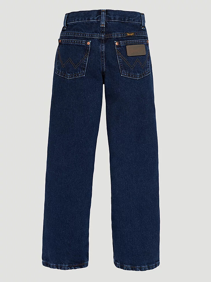 vaqueros wrangler cowboy cut original fit para niño pequeño color índigo oscuro