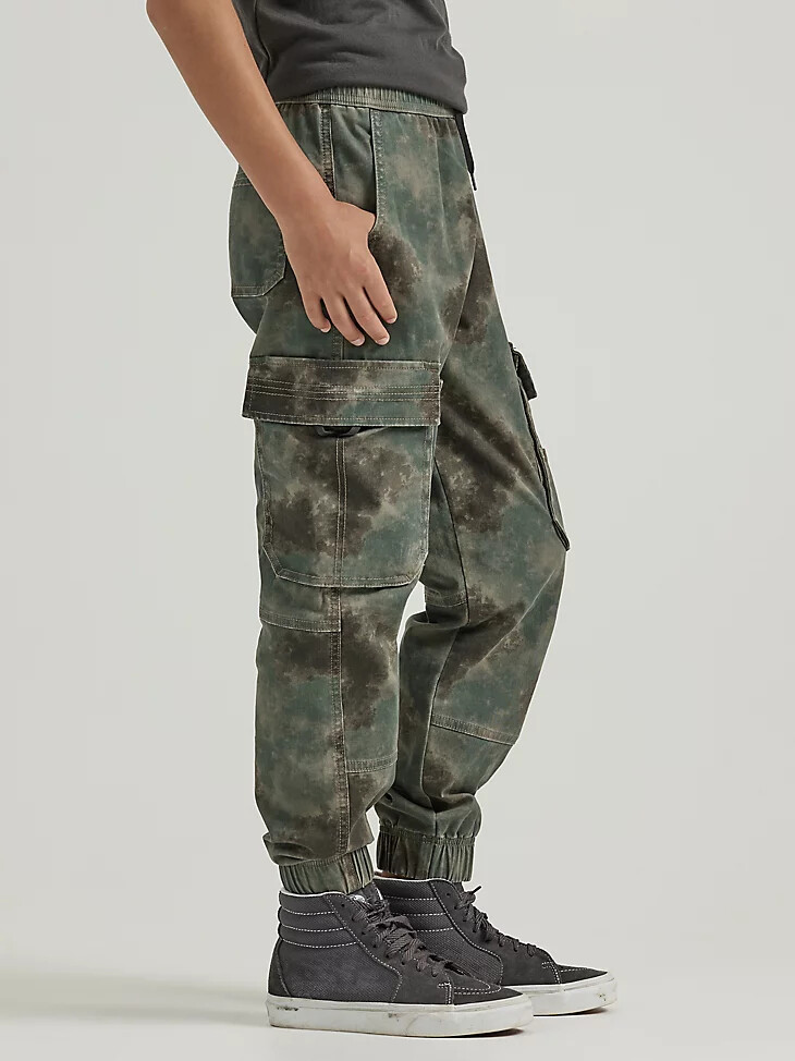 jogger cargo holgado para niño 8-16 camuflaje borroso bosque