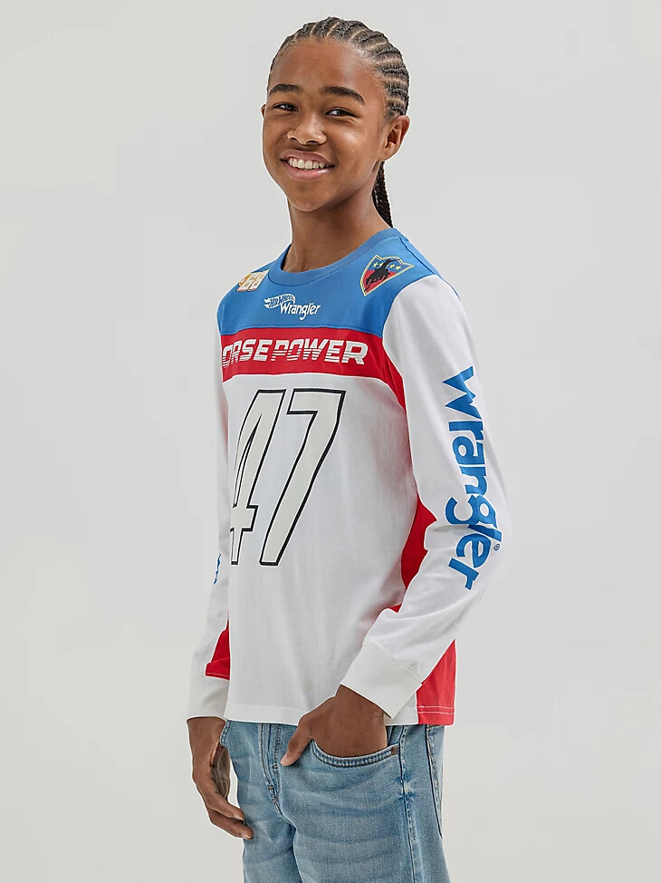 camiseta con bloques de color wrangler x hot wheels para niño multicolor