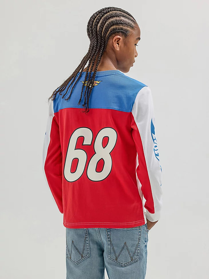 camiseta con bloques de color wrangler x hot wheels para niño multicolor