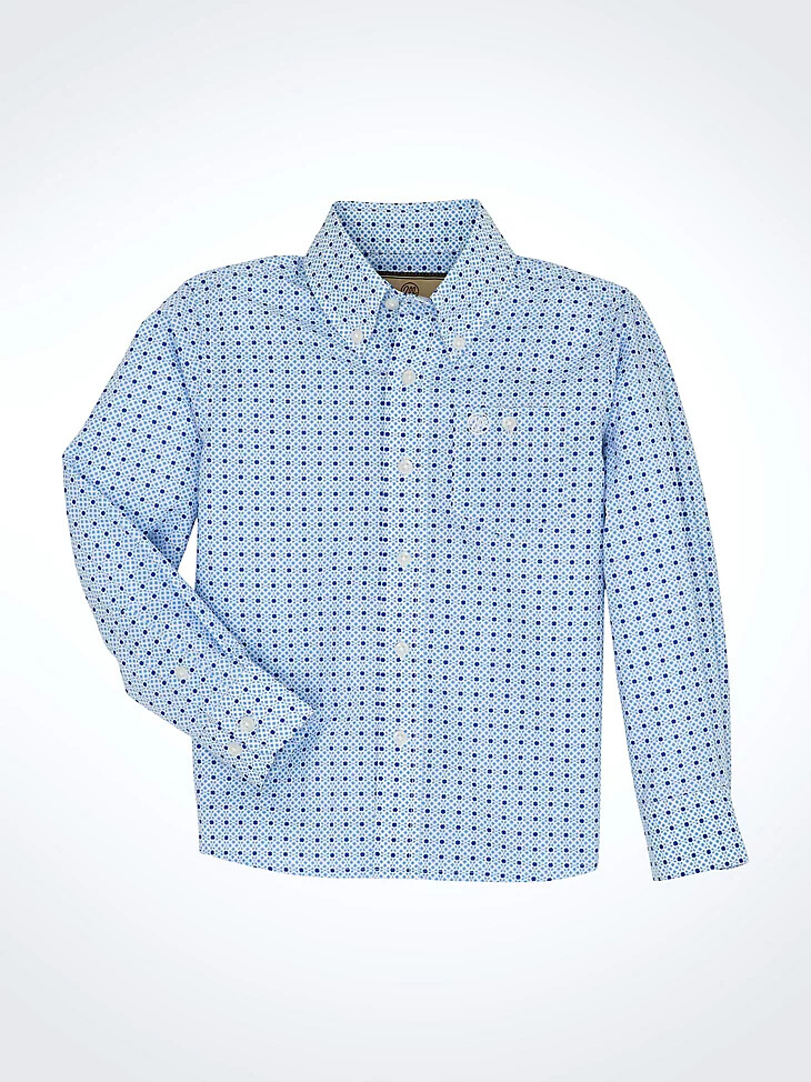camisa clásica con botones y estampado para niño color azul cielo