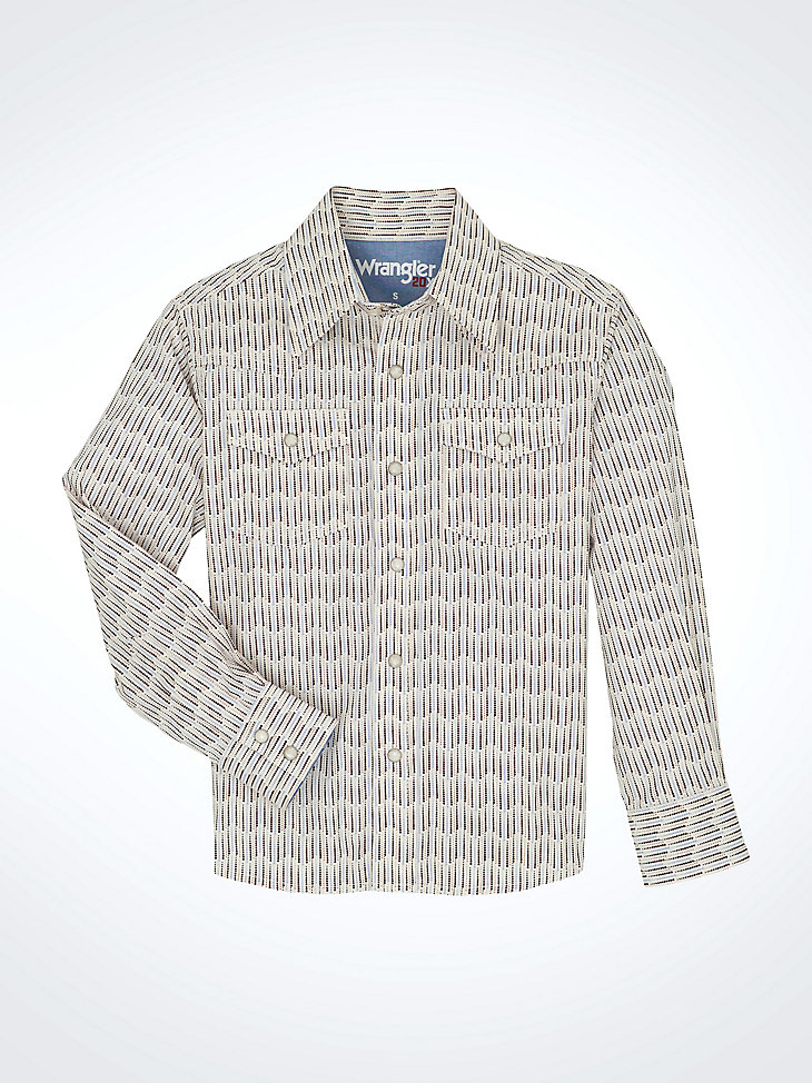 camisa wrangler 20x advanced comfort western con estampado de broches y ondas marrones para niño