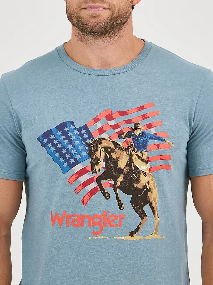 camiseta con el logotipo de la bandera americana de wrangler para hombre bandera de plomo