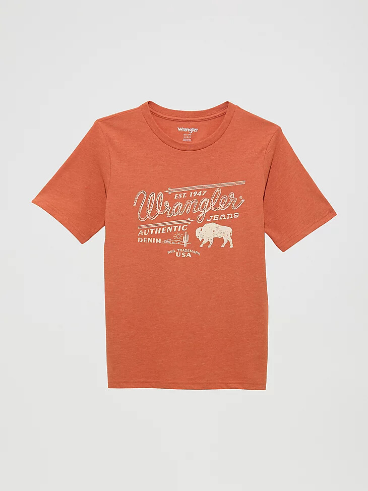 camiseta con gráfico frontal del logotipo para niño mecca orange heather