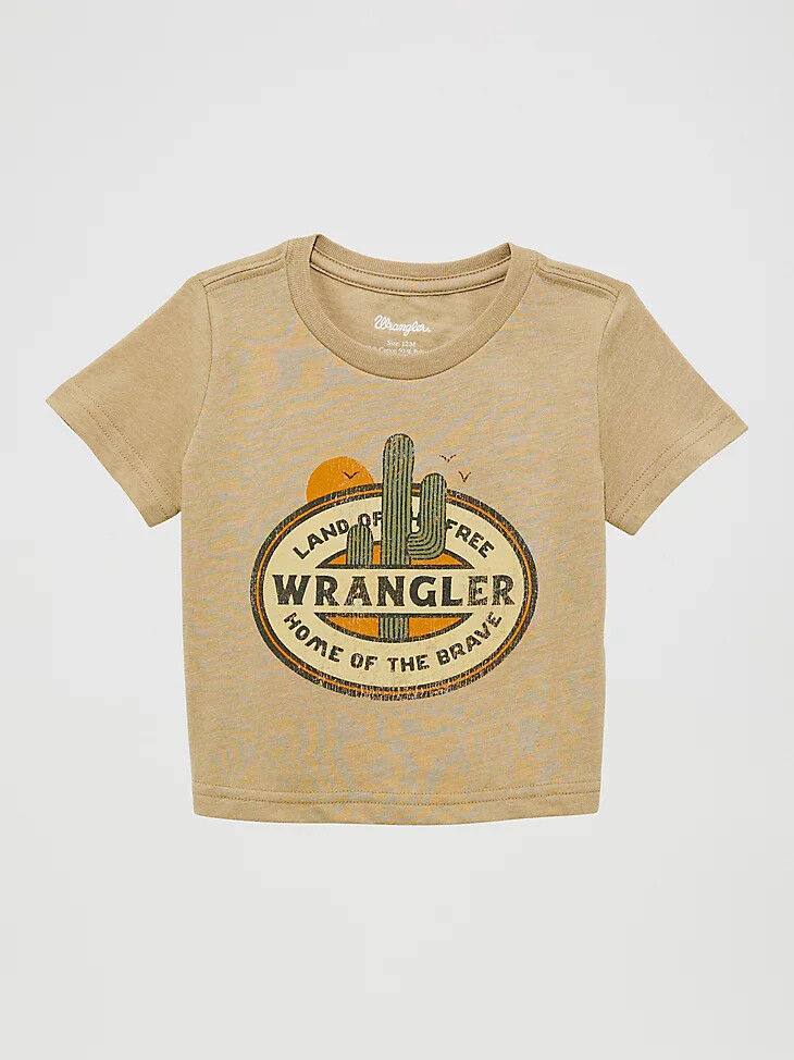 camiseta gráfica de manga corta para niño pequeño color anacardo tostado