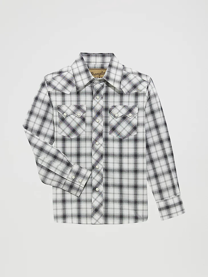 camisa wrangler retro western con broches a cuadros y bolsillos delanteros dentados color orca