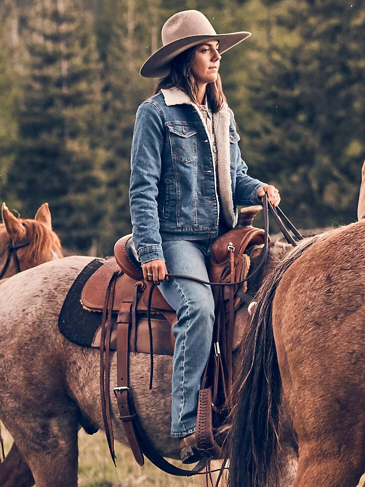 chaqueta vaquera estilo western con forro de sherpa wrangler retro para mujer