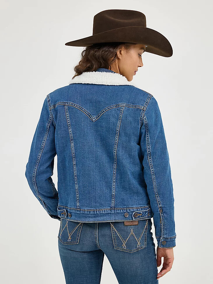 chaqueta vaquera estilo western con forro de sherpa wrangler retro para mujer