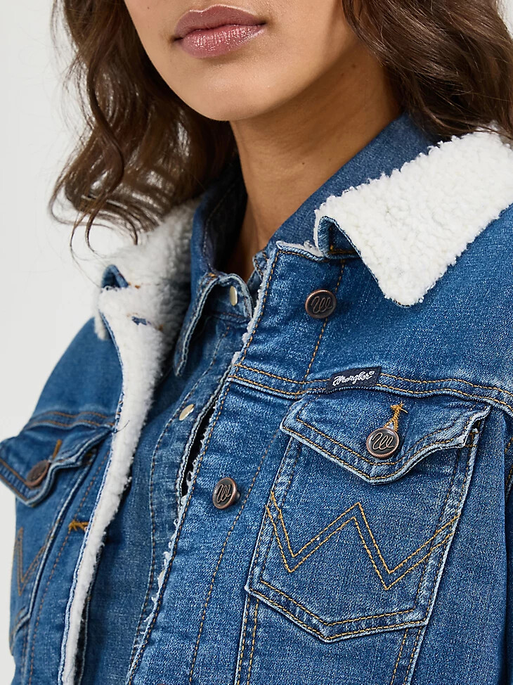 chaqueta vaquera estilo western con forro de sherpa wrangler retro para mujer