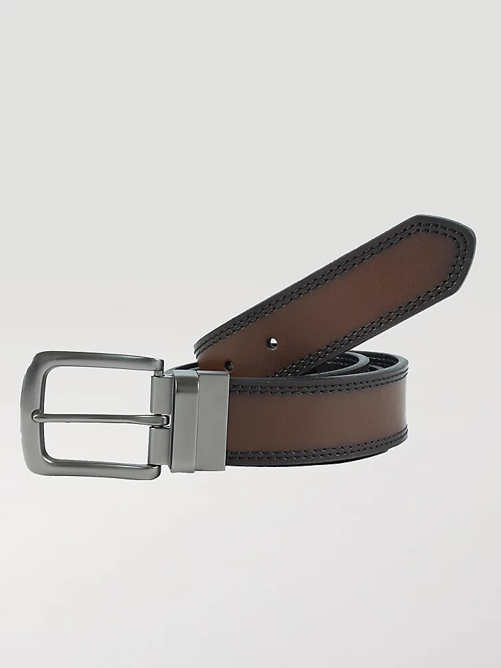 cinturón reversible con borde bruñido para hombre color marrón