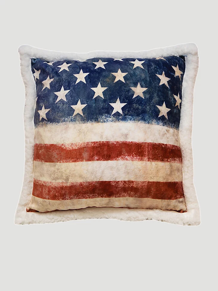 cojín de peluche con bandera estadounidense de wrangler con estrellas y rayas multicolor