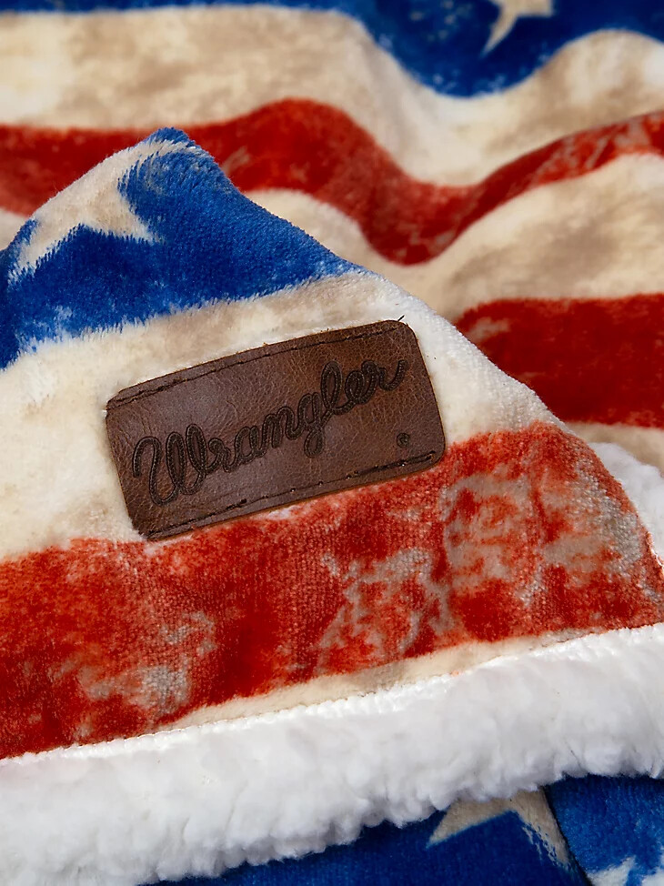 manta polar sherpa con bandera estadounidense de estrellas y rayas de wrangler multicolor