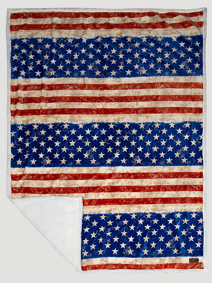 manta polar sherpa con bandera estadounidense de estrellas y rayas de wrangler multicolor