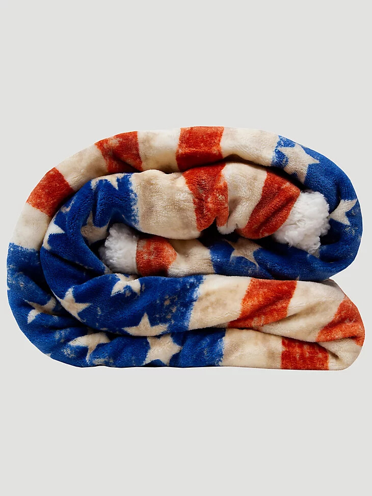 manta polar sherpa con bandera estadounidense de estrellas y rayas de wrangler multicolor
