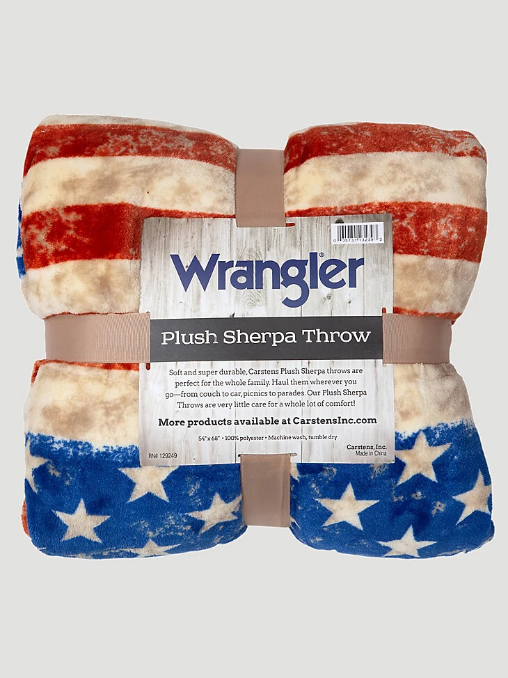manta polar sherpa con bandera estadounidense de estrellas y rayas de wrangler multicolor