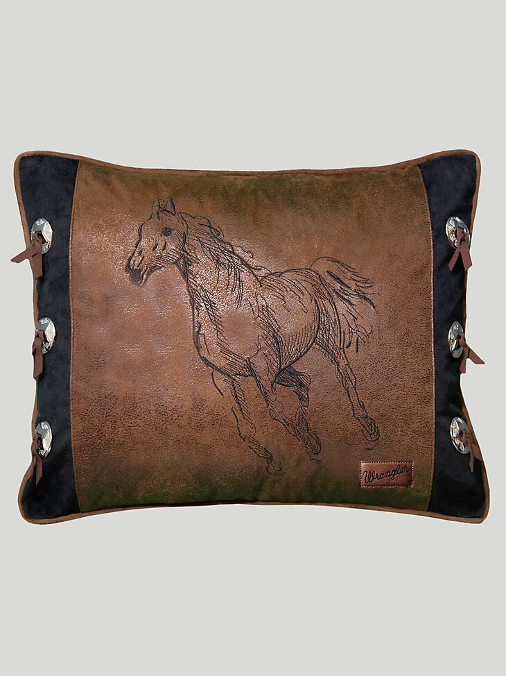 cojín decorativo de piel sintética con diseño de caballo wrangler color marrón