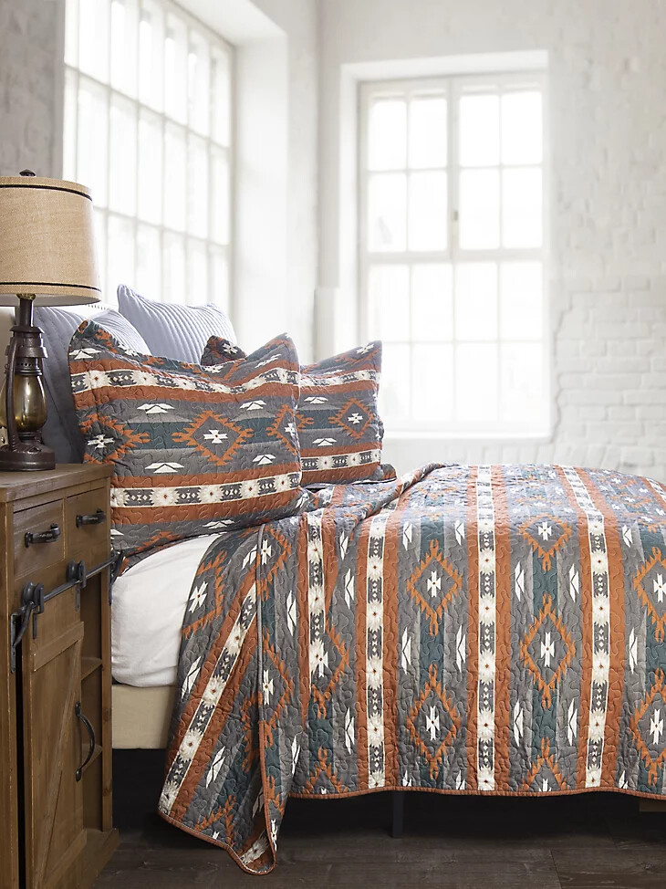 juego de cama wrangler checotah stripe de 3 piezas color marrón