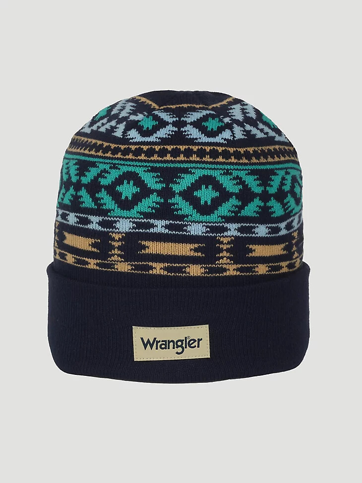 gorro con estampado del suroeste para hombre azul marino y verde azulado