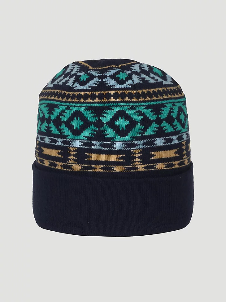 gorro con estampado del suroeste para hombre azul marino y verde azulado