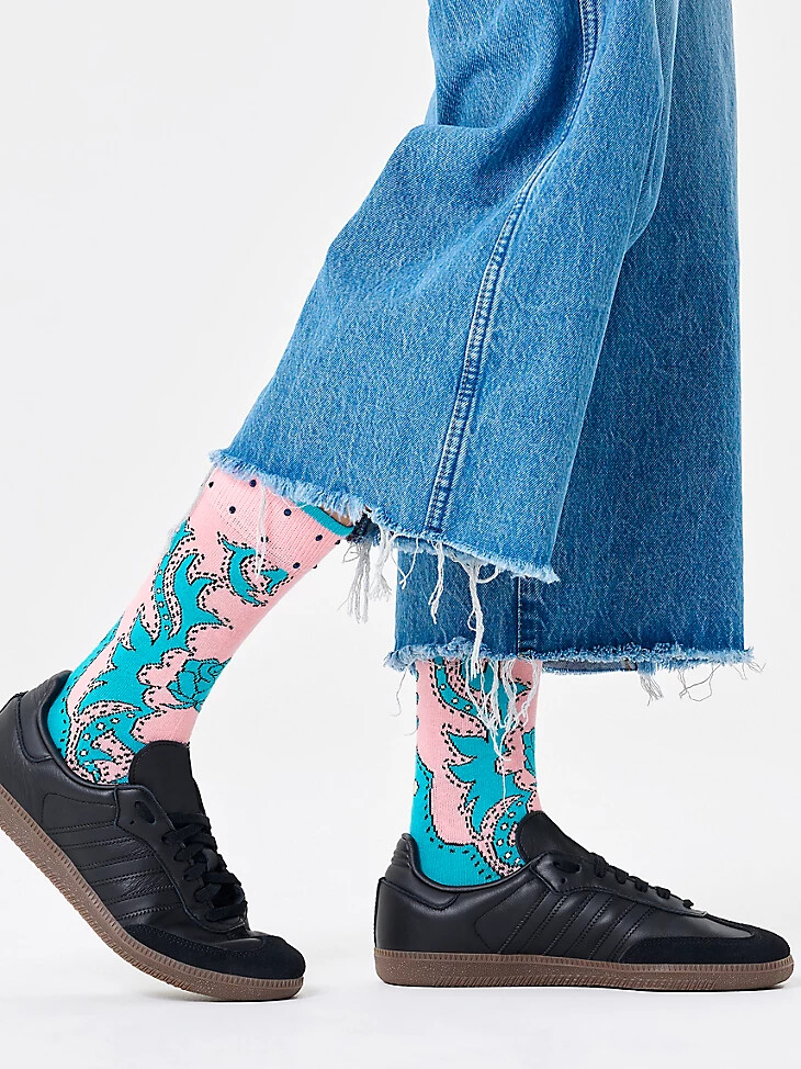 calcetín turquesa con diamantes de imitación wrangler x happy socks