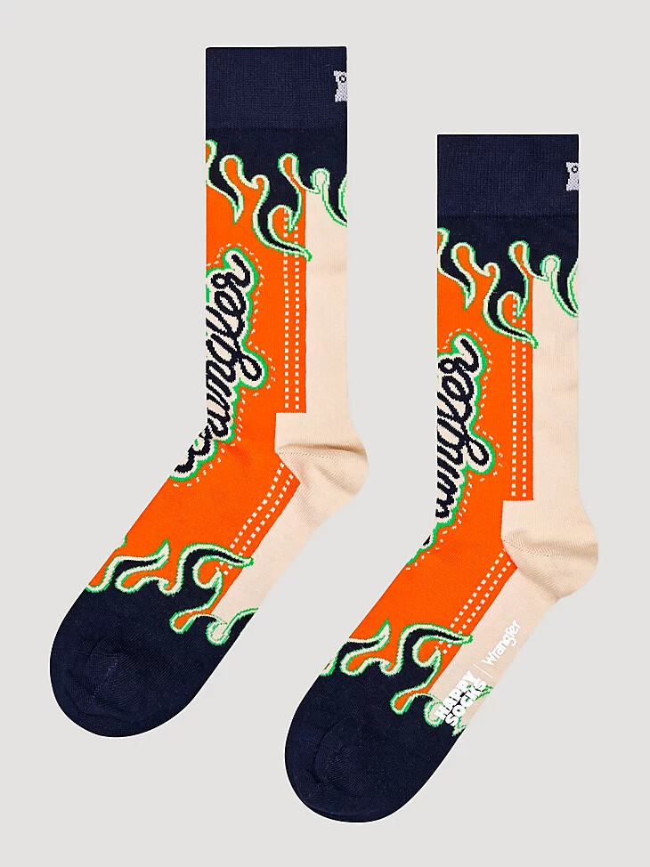 calcetín azul marino fiery de wrangler x happy socks