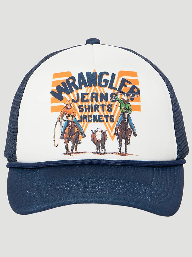 gorra de camionero pauly de wrangler x whataburger en azul marino