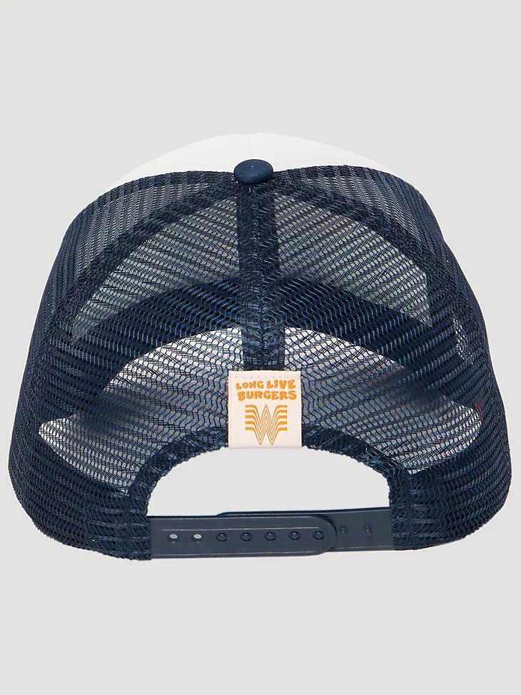 gorra de camionero pauly de wrangler x whataburger en azul marino
