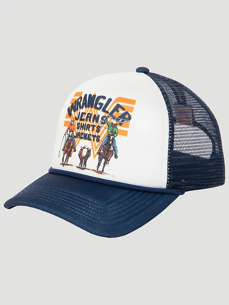 gorra de camionero pauly de wrangler x whataburger en azul marino