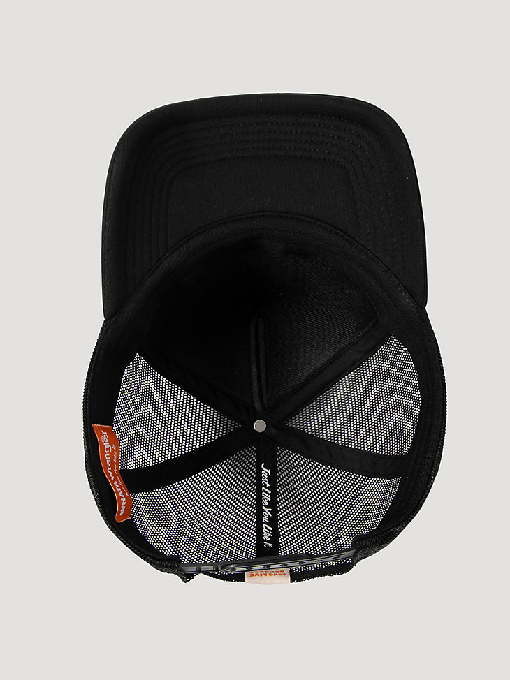 gorra de camionero negra con diseño de tortuga de wrangler x whataburger
