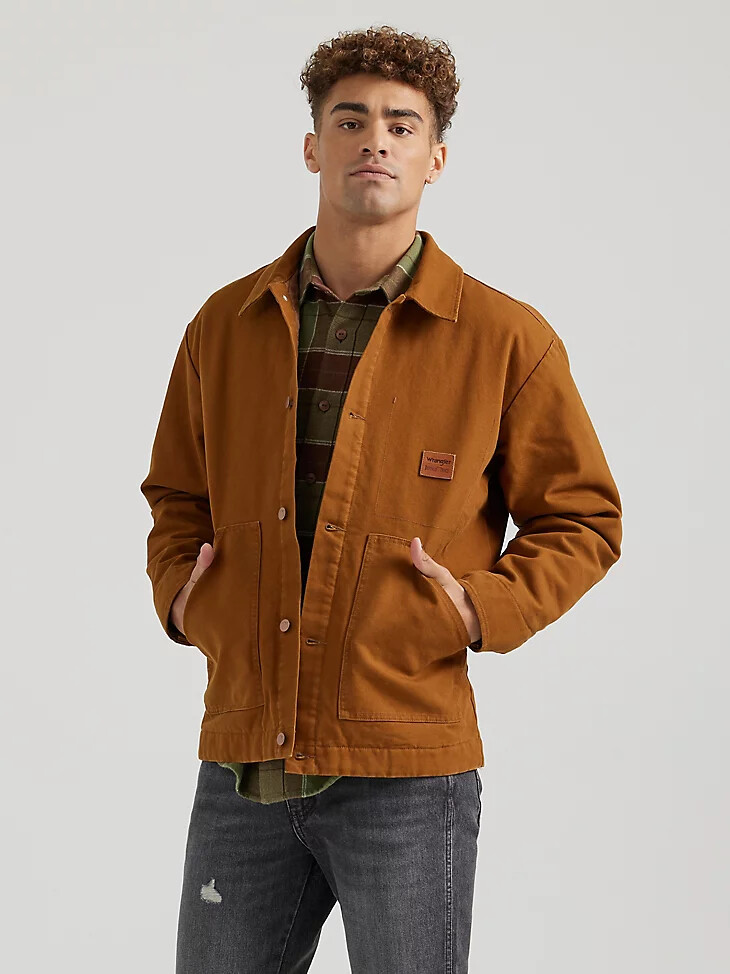 chaqueta wrangler x buffalo trace distillers para hombre estilo antiguo
