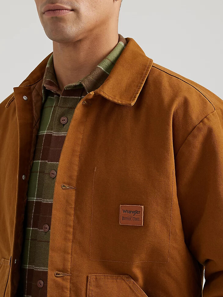 chaqueta wrangler x buffalo trace distillers para hombre estilo antiguo