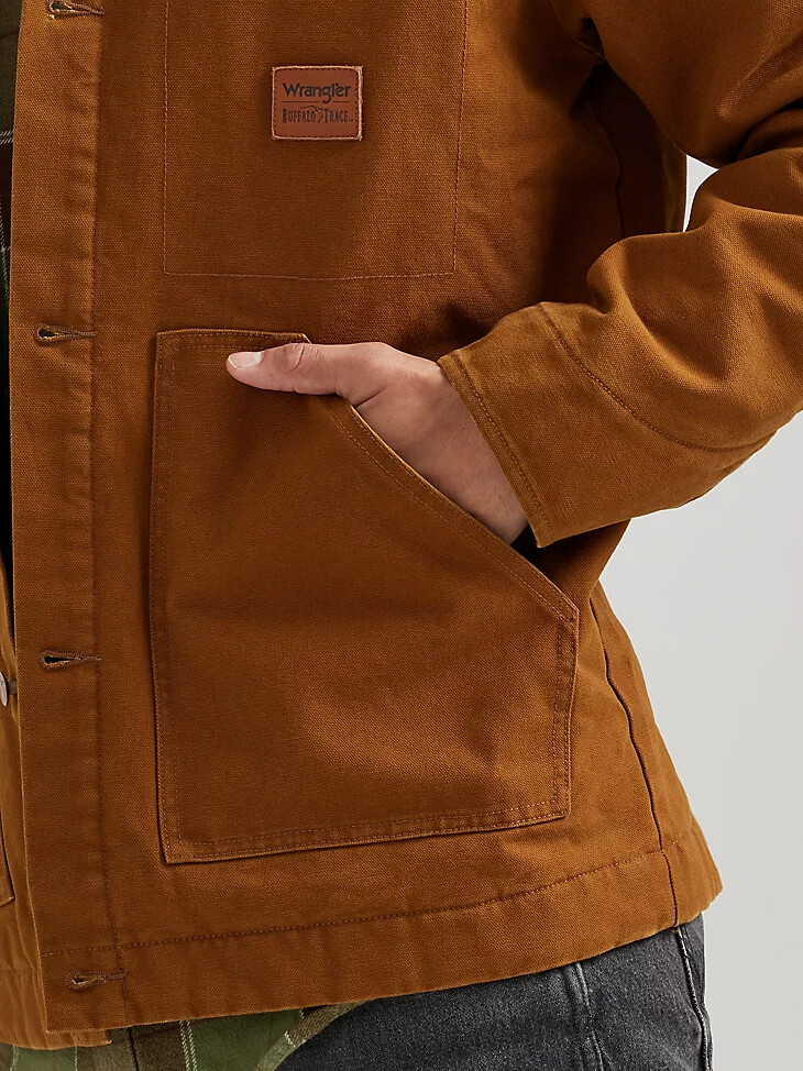 chaqueta wrangler x buffalo trace distillers para hombre estilo antiguo