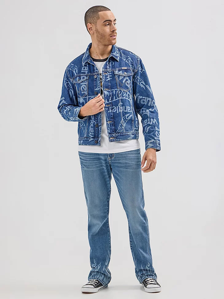 chaqueta vaquera con logotipo láser wrangler x hot wheels para hombre color azul medio láser